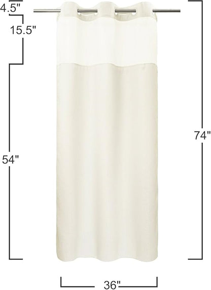 River Dream Stall Heavyweight No Hooks Required Dotted Waffle Weave Shower Curtain with Snap in Liner - 36W x 74H,Hotel Grade,Spa Like Bath Curtain,Graphite Cream