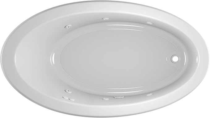 Jacuzzi SIGNATURE Acrylic Drop-In Bathtub, Heated Jet Massage Tub, Slip Resistant, Right Drain Placement, 66" (L) x 38" (W), Oval, White