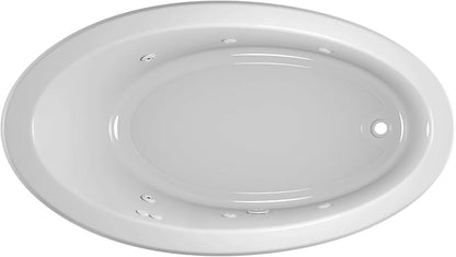 Jacuzzi SIGNATURE Acrylic Drop-In Bathtub, Heated Jet Massage Tub, Slip Resistant, Right Drain Placement, 66" (L) x 38" (W), Oval, White