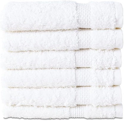 Hencely Premium 6-Pack Washcloths 12x12 Inches Soft Turkish Cotton High Absorbent and Quick Dry Dishtowel for Kitchen and Bath (Wash Cloth 6 Pack, White)