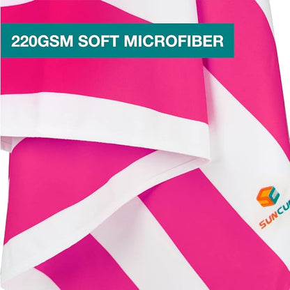 SUN CUBE Microfiber Beach Towel, Quick Dry Sand Free Beach Towel, Lightweight, Compact for Travel Swim Sports Camping, Packable Sand Resistant Towel Adult, Pink 60x30 Inches