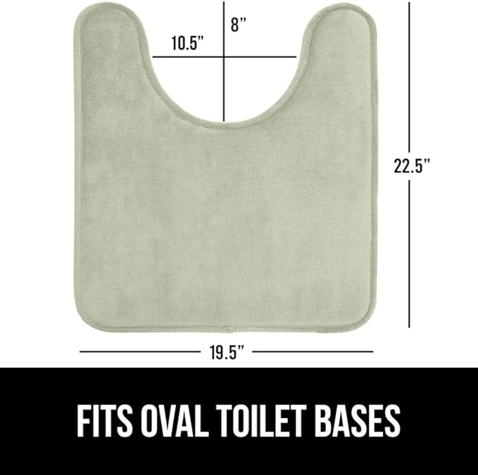 GORILLA GRIP Thick Memory Foam Toilet Rug for Bathroom, U Shaped Washable, Soft Absorbent Velvet Topside Floor Mats, Machine Wash, Cushioned Luxury Mat Rugs for Bath Room, 22.5 x 19.5, Sage
