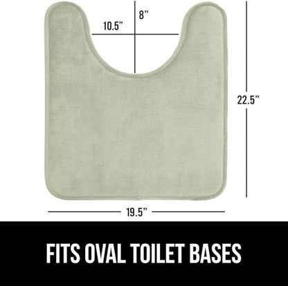 GORILLA GRIP Thick Memory Foam Toilet Rug for Bathroom, U Shaped Washable, Soft Absorbent Velvet Topside Floor Mats, Machine Wash, Cushioned Luxury Mat Rugs for Bath Room, 22.5 x 19.5, Sage
