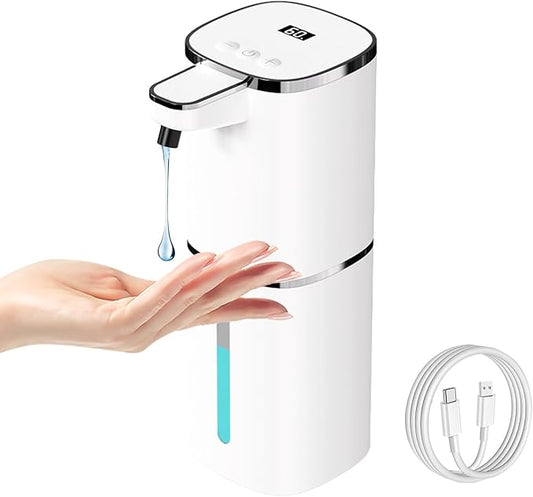Automatic Liquid Soap Dispenser Touchless, USB Rechargeable Smart Hand Soap Dispenser, 9-Level Adjustable, Physical Button Operation, 13.5oz/400mL Wall Mounted for Bathroom Kitchen Dish Soap