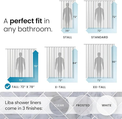 LiBa Bathroom Shower Curtain - Waterproof Plastic Shower Curtain Premium PEVA Non-Toxic with Rust Proof Grommets Frosted 10G Heavy Duty Bathroom Accessories 72x78