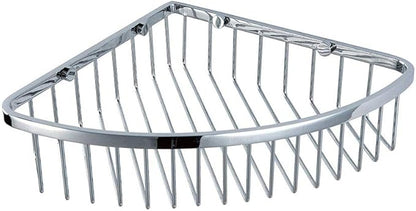 Corner Shower Caddy,Chrome Corner Shower Basket,Wall Mounted Bathroom Soap Holder & Shampoo Shelf,Solid Brass Wire Basket Soap Dish for Inside Shower,Polished Chrome