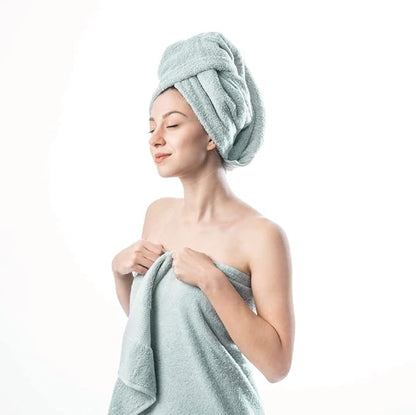 Hencely 6-Piece Bath Towel Set - High Absorbency, Quick Drying - 100% Soft Turkish Cotton - 2 Bath Towels, 2 Hand Towels, 2 Washcloths - for Bathroom, Home, Hotel, Spa, and Gym - 6-Pack Water Green