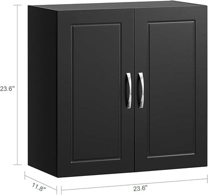 SoBuy Bathroom Kitchen Wall Cabinet, Garage or Laundry Room Storage Medicine Cabinet, Linen Tower Bath Cabine with Shelf, Black FRG231-SCH