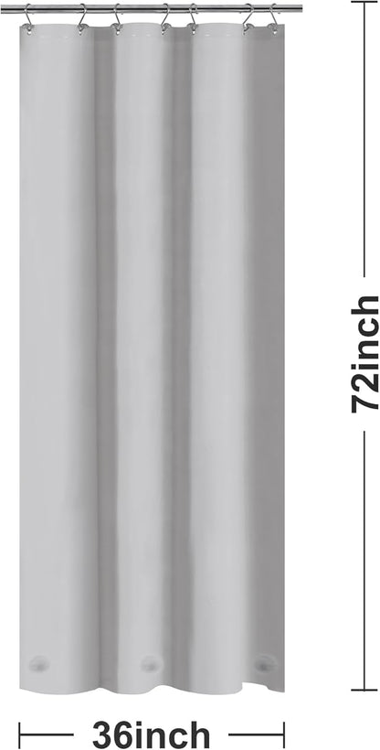 Barossa Design Silver Gray Stall Shower Curtain Liner with 3 Magnets - 36" x 72" Waterproof PEVA Plastic Narrow Shower Liner Lightweight for Small Bathroom, Metal Grommets - Gray Silver