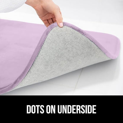 GORILLA GRIP Memory Foam Bath Mat, Soft Absorbent Velvet Bathroom Mats, Durable Dots on Underside, Machine Washable Bathmat, Carpet Rug Room Decor for Shower Tub Floor RV, 30x20 Rugs, Purple