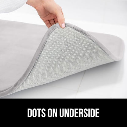 GORILLA GRIP Memory Foam Bath Rugs, Soft Absorbent Velvet Bathroom Mats, Durable Dots on Underside, Machine Washable Bathmat, Carpet Rug Room Decor for Shower Floor, 42x24 Mat, Light Gray