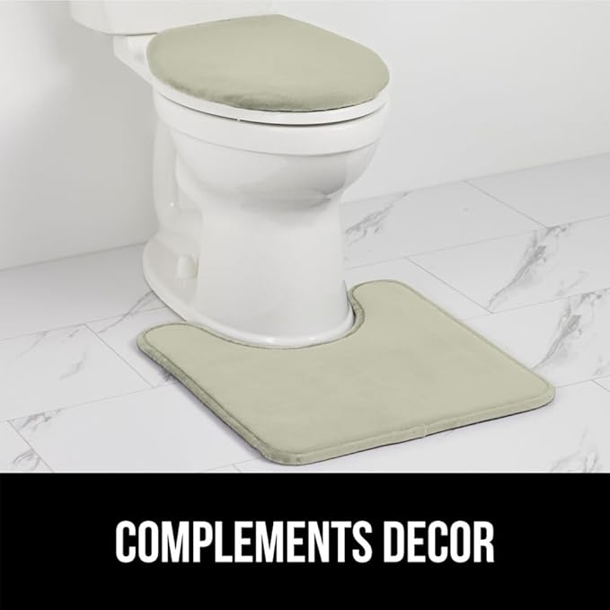 GORILLA GRIP Thick Memory Foam Toilet Rug for Bathroom, Square Shaped Washable, Soft Absorbent Velvet Topside Floor Mats, Machine Wash, Cushioned Luxury Rugs for Bath Room, 22.5x19.5 Sage