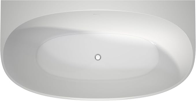 67" Acrylic Back-to-Wall Bathtub,Freestanding Bathtubs, Stand Alone Tub, Soaking Tubs for Bathroom, Integrated Overflow and Drain, cUPC Certified, Gloss White