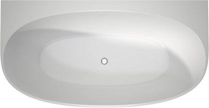 67" Acrylic Back-to-Wall Bathtub,Freestanding Bathtubs, Stand Alone Tub, Soaking Tubs for Bathroom, Integrated Overflow and Drain, cUPC Certified, Gloss White