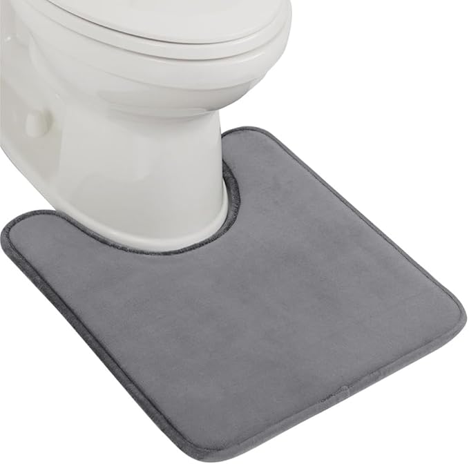 GORILLA GRIP Thick Memory Foam Toilet Rug for Bathroom, U Shaped Washable, Soft Absorbent Velvet Topside Floor Mats, Machine Wash, Cushioned Luxury Rugs for Bath Room, 22.5x19.5, Graphite Gray