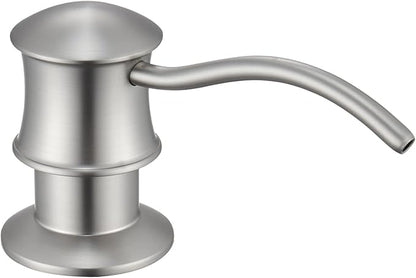 Built in Soap Dispenser for Kitchen Sink Countertop, Solid Brass Pump Head Long Spout with 10.2 Ounce PET Food Safe Material Lotion Bottle, Brushed Nickel Finish