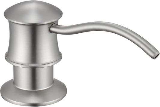 Built in Soap Dispenser for Kitchen Sink Countertop, Solid Brass Pump Head Long Spout with 10.2 Ounce PET Food Safe Material Lotion Bottle, Brushed Nickel Finish