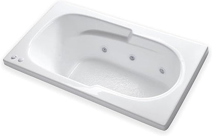 Carver Tubs - AR6032 - Modern Acrylic Fiberglass Whirlpool Tub Water Massage Bathtub, With 6 Adjustable Jets - White Acrylic Rectangle Chrome End Drain - Deep Relaxing Soak - 60"L x 32"W x 18"H
