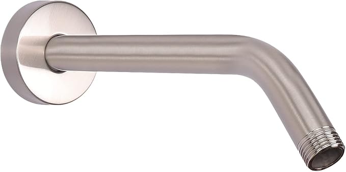 HarJue Shower Arm with Flange and Teflon Tape, Wall Mounted Shower Pipe 304 Stainless Steel Extension Arm for Fixed Shower Head & Handheld (8 Inch, Brushed Nickel)