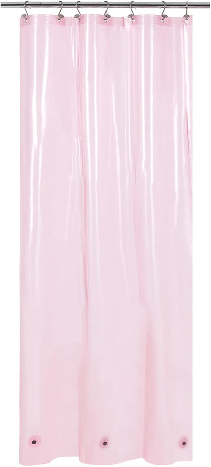 Barossa Design Clear Pink Stall Shower Curtain Liner with 3 Magnets - 36" x 72" Waterproof Lightweight PEVA Plastic Narrow Shower Liner for Small Bathroom, Metal Grommets - Clear Pink