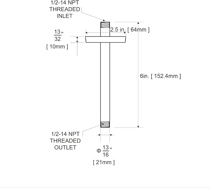 OFFO Shower Arm with Flange Ceiling Mount Replacement Rain Shower Head Straight Arm Ceiling-Mounted for Fixed Shower Head & High Pressure Rain, 6 in Oil Rubbed Bronze