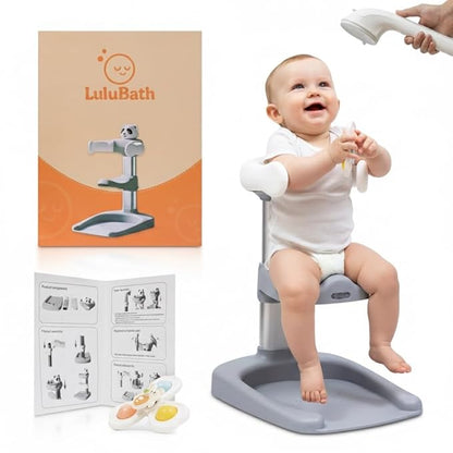 Baby Shower Stand with Built-in Seat and Bath Toy | Baby Bath Stand Height-Adjustable Washing Stand for Toddlers | Soporte para Bañera con Asiento y Juguete
