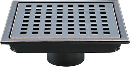 RANDOM Oil Rubbed Bronze Shower Drain Square 6 Inch Shower Floor Drain Grate & Removable Hair Strainer 304 Stainless Steel Shower Drain Cover Bathroom Accessories.RD98738-ORB