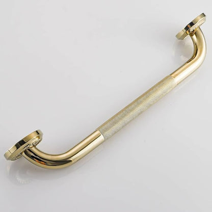 Textured Shower Grab Bar, 24-Inch Bathroom Support Rail, Stylish Bathtube Anti-Slip Safety Armrest Hand Rail, Polished Gold Finish, Good for Senior, Kids, Elderly