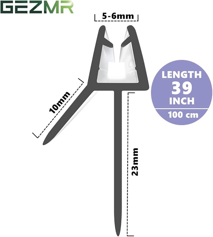 2-Pack Frameless Shower Door Bottom Seal (1/4'' X 39'') Clear Glass Shower Door Sweep Strip can Covers up to 23mm Gap - Stop Leaks