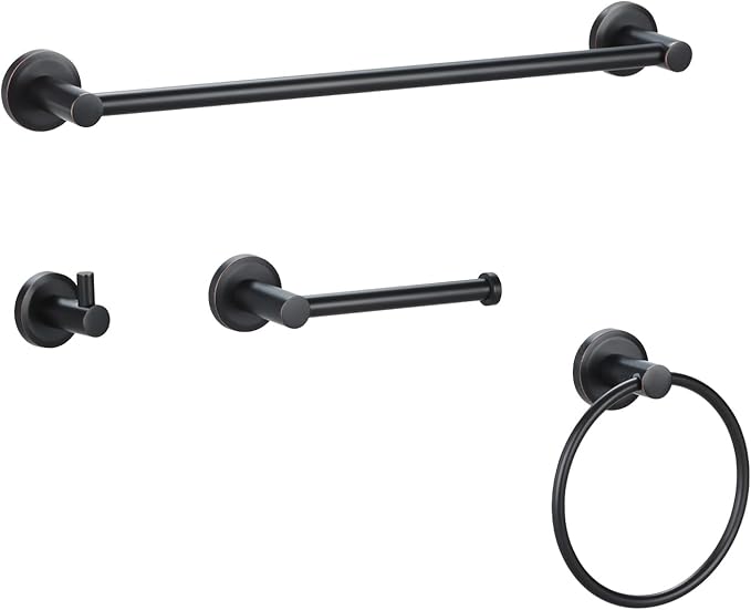 Oil Rubbed Bronze Bathroom Hardware Set 4 Piece Towel bar Adjustable Expandable Towel Rack Stainless Steel Towel Rail Wall Mounted Towel Holder Set