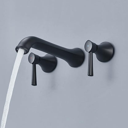 Tub Faucet Wall Mount Roman Tub Filler Black Brass Bathtub Faucets with 2 Handles