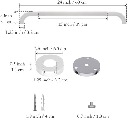 24 Inch Anti Slip Shower Grab Bar Oil Rubbed White 1.25" Diameter,Munzong Bathroom Grab Bar, Knurled Bathroom Balance Bar,Safety Hand Rail Support Handicap Elderly Senior Assist Bath Handle