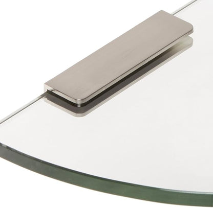 Spancraft Glass 4REC6QR-BR Quarter Round Glass Shower Shelf with 4" Rectangle Clamp, Brushed Nickel Bracket, 6"