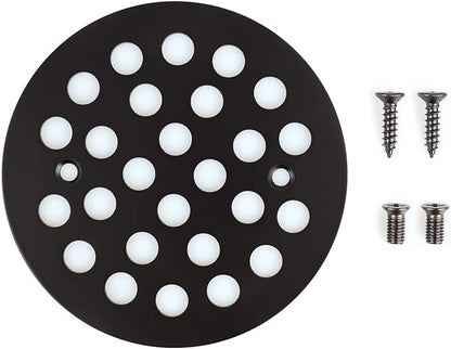4-1/4 Inch Screw-in Round Floor Drain Cover Replacement Shower Drainer Grates (Black)