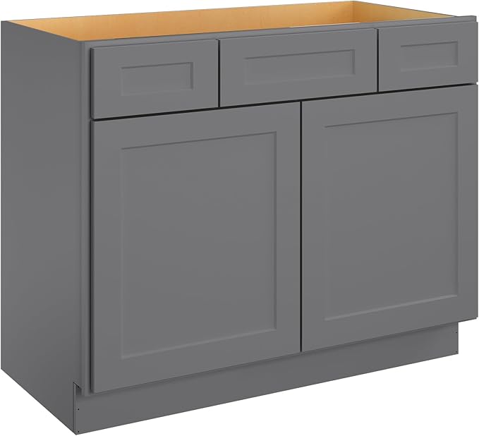 ROOMTEC Bathroom Cabinet, 42'' Free Standing Single Bathroom Vanity with 2 Drawers and 2 Doors,Soft-Close Drawer Slides Morden Bathroom Sink Vanity Storage Cabinet, Shaker Gray