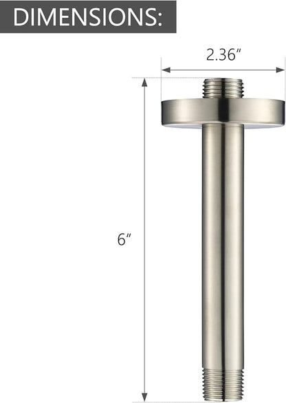 RP61058-SS for 6 inches Anti-leakage Ceiling Wall Mounted Shower Arm and Flanged for American Standard, Brilliance Stainless