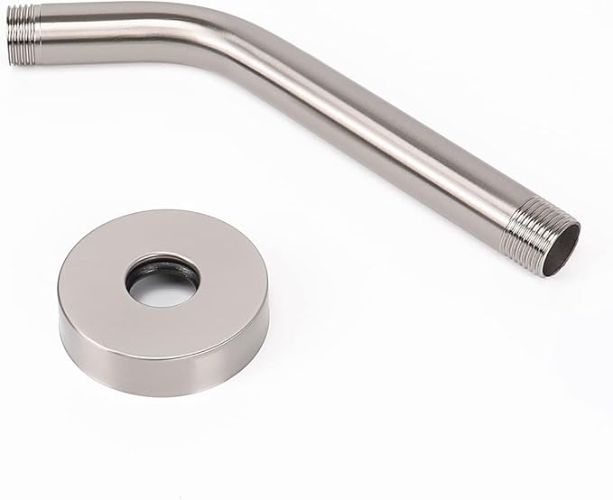 HarJue Shower Arm with Flange and Teflon Tape, Wall Mounted Shower Pipe 304 Stainless Steel Extension Arm for Fixed Shower Head & Handheld (6 Inch, Brushed Nickel)