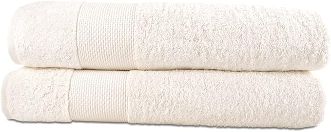 Hencely Bath Sheet Set of 2 - (35x64 Inches) - Luxury Extra Large Oversized Towels, 100% Cotton - Quick Dry, Highly Absorbent, Super Soft - Ideal for Spa, Hotel, Bathroom - (Bath Sheets 2 Pack, Ivory)