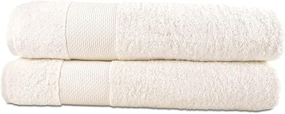 Hencely Bath Sheet Set of 2 - (35x64 Inches) - Luxury Extra Large Oversized Towels, 100% Cotton - Quick Dry, Highly Absorbent, Super Soft - Ideal for Spa, Hotel, Bathroom - (Bath Sheets 2 Pack, Ivory)