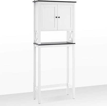 ivinta Over The Toilet Storage Cabinet, 3-Tier Bathroom Storage Cabinet with Adjustable Shelf and Doors, Freestanding Space Saver Above Toilet for Bathroom Laundry Restroom BT09 (White)