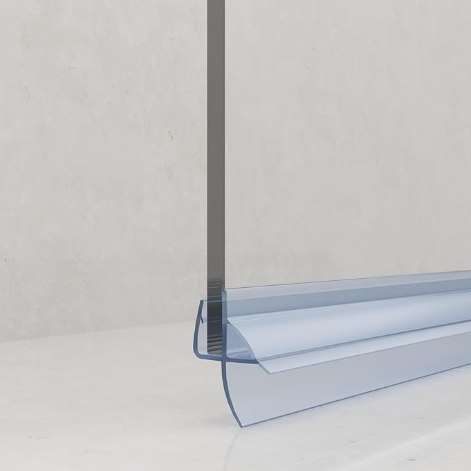 Frameless Shower Door Bottom Seal, 36" Long Shower Sweep for 1/4" (6mm) Glass, Clear Vinyl with Drip Rail – Prevent Leaks & Create a Waterproof Barrier