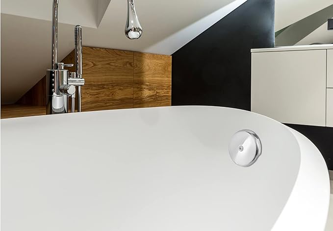 Single Hole Bathtub Drain Overflow Plate with One Matching Screws, Easy to Install, Plated Chrome