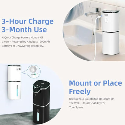 Automatic Liquid Soap Dispenser, 9 Adjustable Levels, 380ml/12.8oz, Auto Touchless Hand Soap or Dish Soap Dispenser,USB Rechargeable Dispenser,Wall Mount or Tabletop Use for Bathroom Kitchen Sink