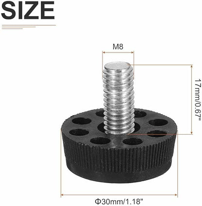 M8x17x30mm(DxLxOD) Screw on Furniture Glide Leveling Feet - 20Pack - Good for Furniture - Adjustable Thread Furniture Levelers - Black