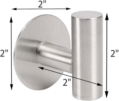 TocTen Bath Towel Hook, Strong Self Adhesive Robe Hook, SUS 304 Stainless Steel Stick on Wall Coat/Clothes Hook No Drilling, Shower Wall Hook for Bathroom Kitchen Office Closet(Brushed Nickel, 3 Pack)