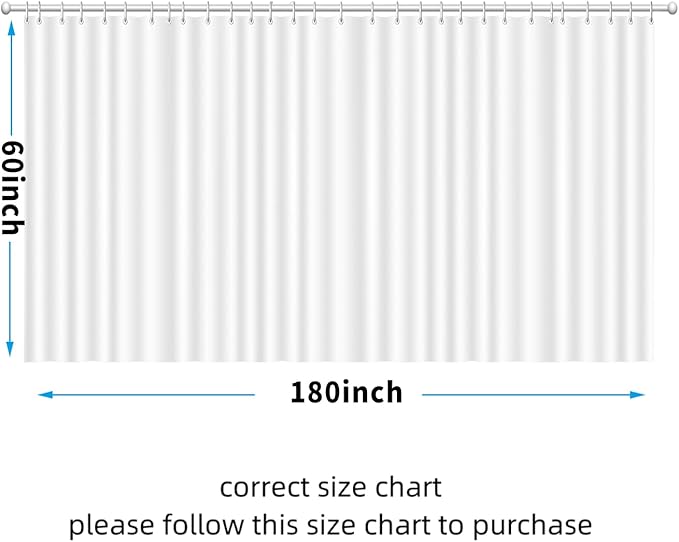 Clawfoot Tub Shower Curtain 180x60 Inch White Liner All Warp Around Extra Wide 36 Metal Hooks Vinyl Bath Curtain for Clawfoot Stand Up Tub Bathroom PEVA Waterproof Liner
