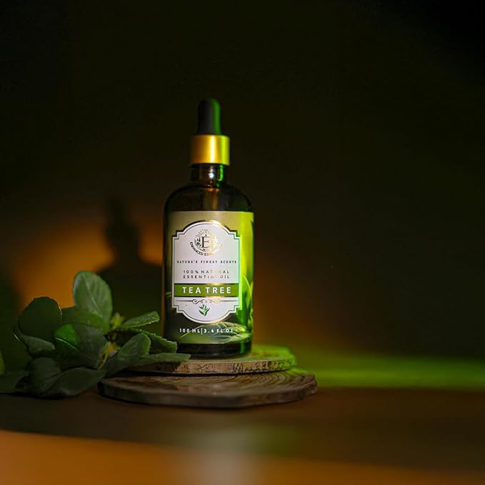 Enhanced Essentials-Luxurious Tea Tree Essential Oil|with Dropper|Concentrated Essential Oil for Diffusers,Skin Care,Fragrance,Aromatherapy,Bath,Massage,Perfume,Gifting,Soap and Candle Making| 100 ml
