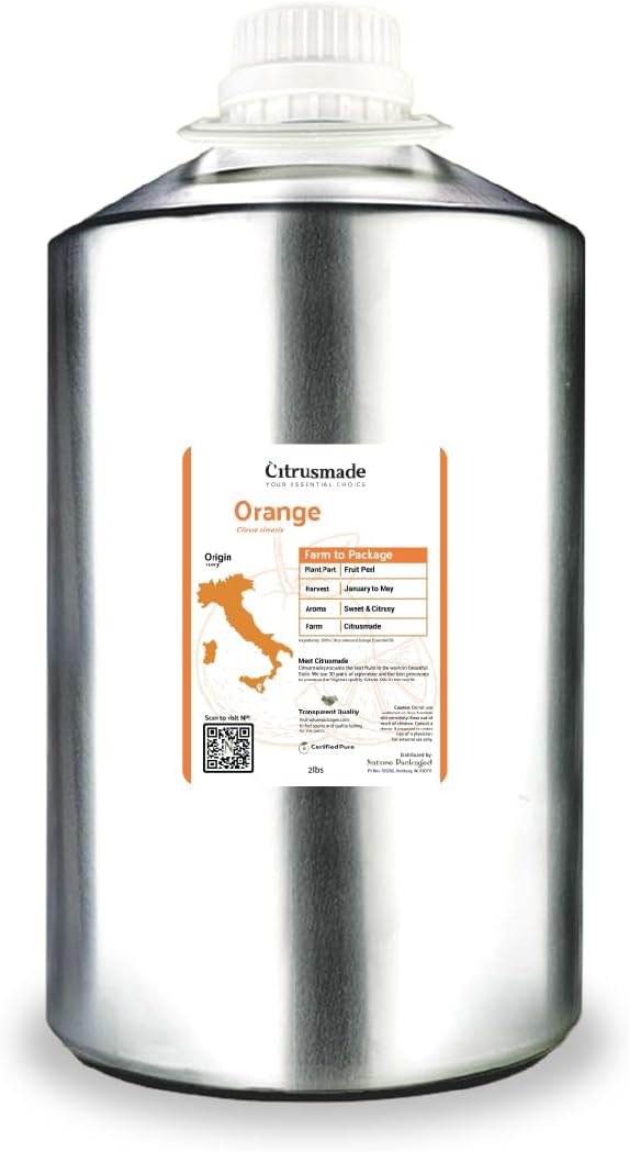 Orange Essential Oil - Direct from Citrusmade in Sicily- Aceite de Naranja Dulce for Home Care, Skincare $ Aromatherapy - Premium Therapeutic Grade (22lbs)
