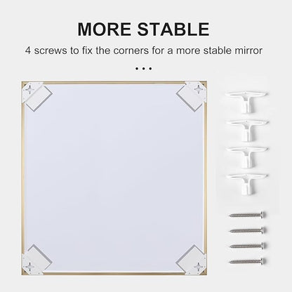 30x36 Inch Gold Bathroom Mirror - Copper-Free Mirror, Aluminum Alloy Frame Vanity Rectangle Wall Mounted Modern Mirror for Bedroom/Living Room/Porch Horizontal or Vertical