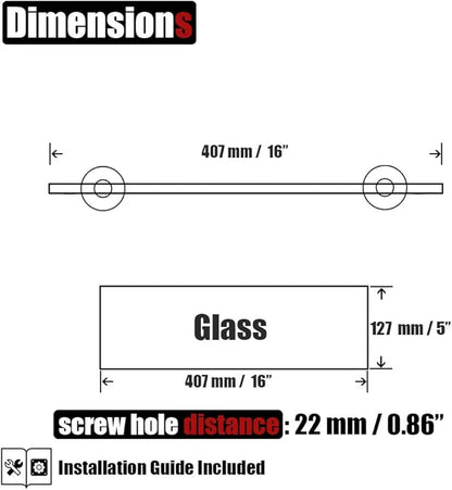 JQK Bathroom Glass Shelf, TGS101L16-BN